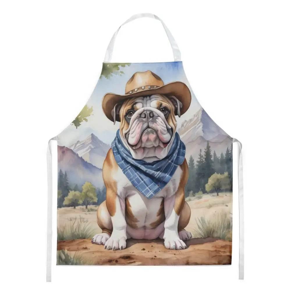 English Bulldog Cowboy Apron for Cooking and Crafts - Estalios