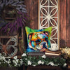 English Bulldog Hippie Dawg Throw Pillow, Machine Washable - Estalios