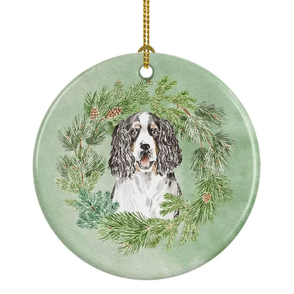 Doggone Delightful Christmas Ornament: English Springer Spaniel Joy! Introducing the Perfect Christmas Ornament for Dog Lovers! this Round White Ceramic Ornament Adds a Touch - Estalios