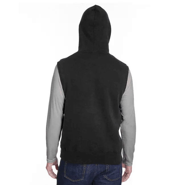 Comfortable Adult Triblend Fleece Sleeveless Hoodie - BLACK - S - Estalios