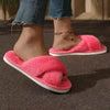 Fashion Cross Strap Fur Slippers Women Indoor Warm Plush - Estalios