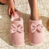 Fashion Women's Bow Slippers Lightweight Comfortable Warm Home - Estalios
