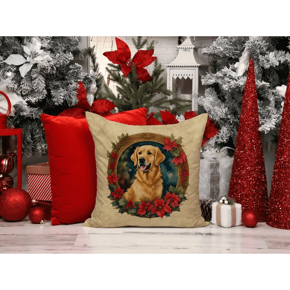 Festive Wicker Patio Magic with Adorable Golden Christmas Pillows - Estalios