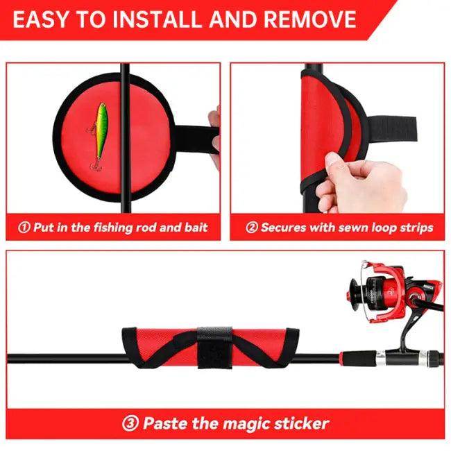 Fishing Lure Wraps Set with Rod and Six Black Catch Pads for Safe Storage - Estalios