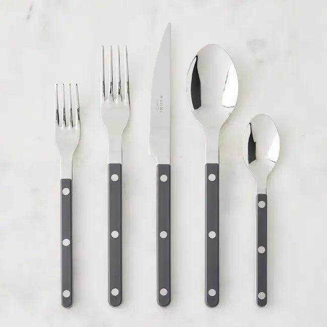 Five-Piece Dopamine Cutlery Set with Gray Handles for Fun Dining - Estalios