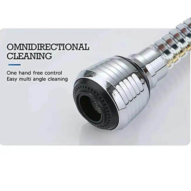 Flexible Chrome Faucet Extender with Rotating Splash Control - Estalios