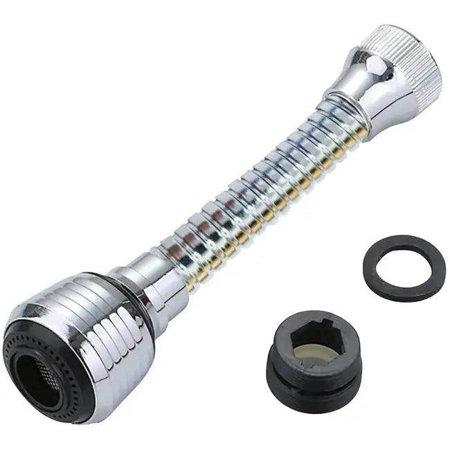 Flexible Chrome Faucet Extender with Rotating Splash Control - Estalios