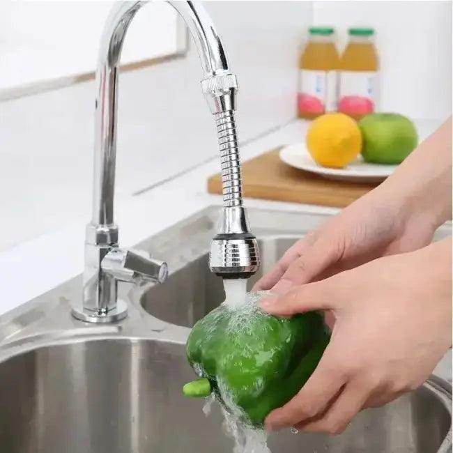 Flexible Chrome Faucet Extender with Rotating Splash Control - Estalios