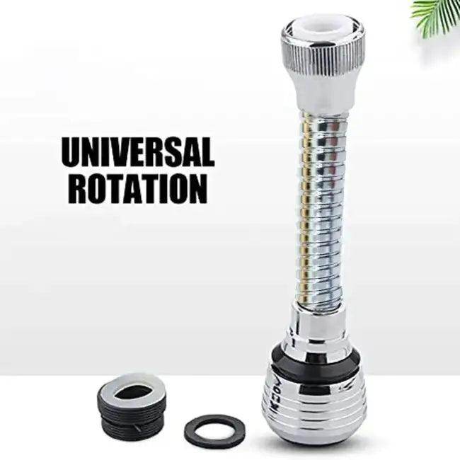Flexible Chrome Faucet Extender with Rotating Splash Control - Estalios