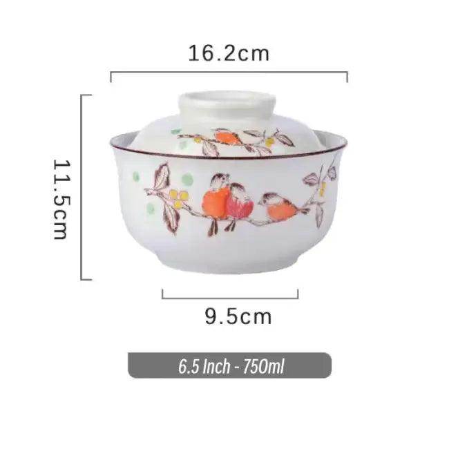 Enchanting Floral Ceramic Bowl with Artistic Lid for Home Decor - Estalios