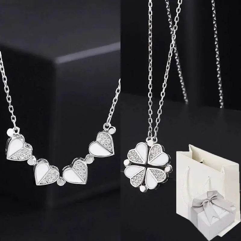 Four-Leaf Clover Genuine Love Necklace Women's Sterling Silver 999 - Estalios
