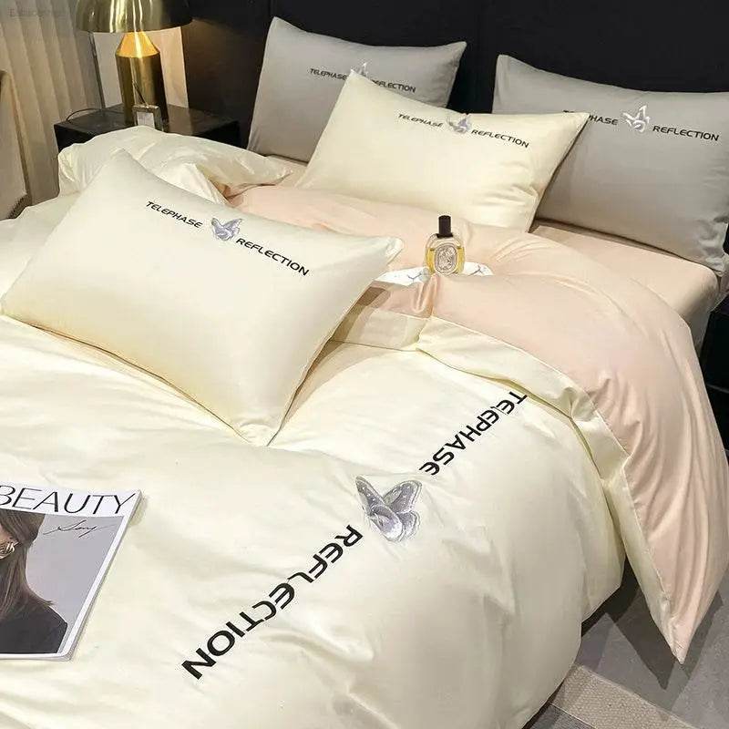 Four-Piece Set All Cotton Pure Cotton 2025 New Arrival Bed Sheets Quilt Cover Bedspread Accessible Luxury Fancy Bed Three-Piece Set Single - Estalios