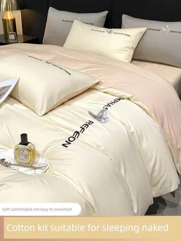 Four-Piece Set All Cotton Pure Cotton 2025 New Arrival Bed Sheets Quilt Cover Bedspread Accessible Luxury Fancy Bed Three-Piece Set Single - Estalios