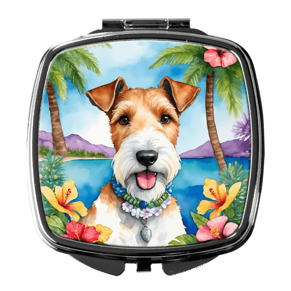 Fox Terrier Luau Compact Mirror for Stylish Travel Touch-Ups - Estalios