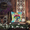 Groovy Bulldog Hippie Dawg Throw Pillow! Get Ready to Add Some Serious Paw-sitivity to your Space with this Colorful Dog-themed Throw - Estalios