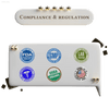 Product compliance and regulation badges.