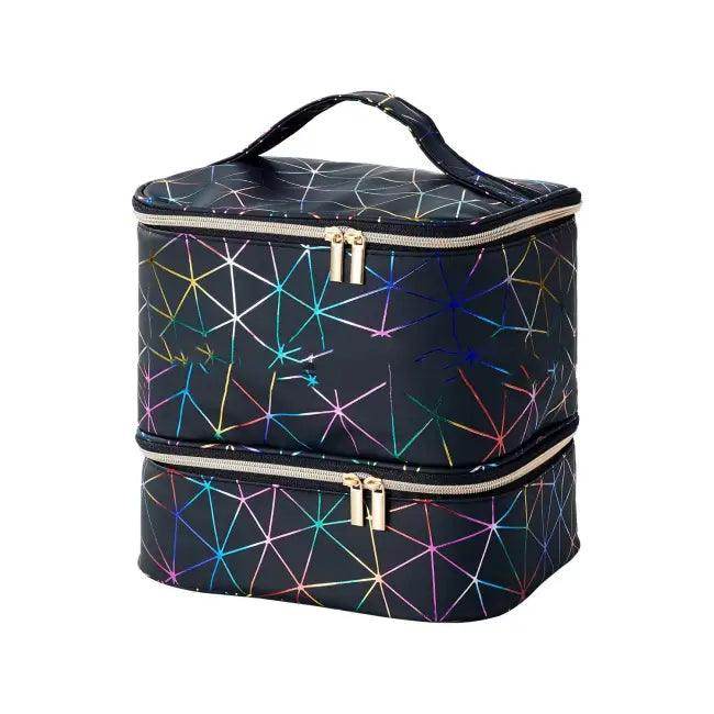 Geometric Two-Tiered Large Capacity Portable Storage Bag - Estalios