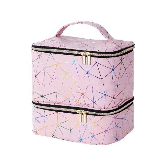 Geometric Two-Tiered Large Capacity Portable Storage Bag - Estalios