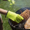 Lime green grilling gloves.