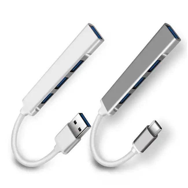 Gray Aluminum Alloy Hub Expander with Four Ports for OTG Devices - Estalios