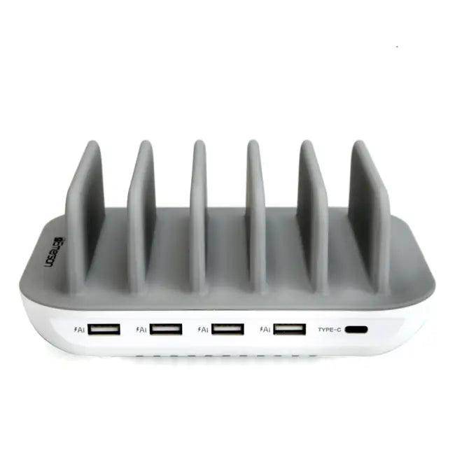 Gray and White USB Charging Station with LED Indicator for Easy Multi-Device Charging - Estalios