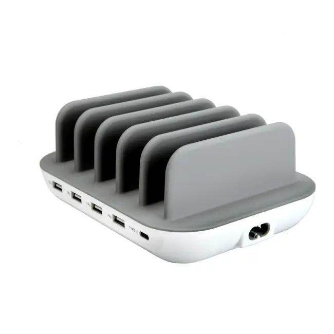 Gray and White USB Charging Station with LED Indicator for Easy Multi-Device Charging - Estalios