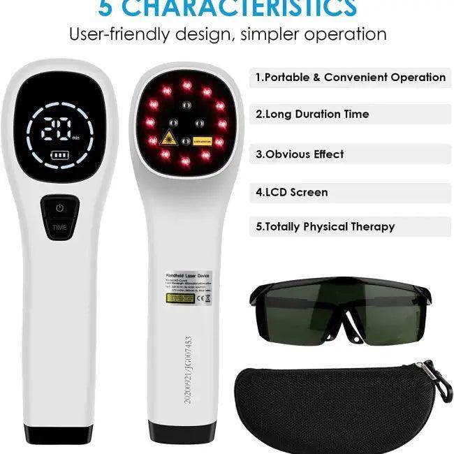 Gray Carrying Case with Handheld Light Therapy Device for Healing - Estalios