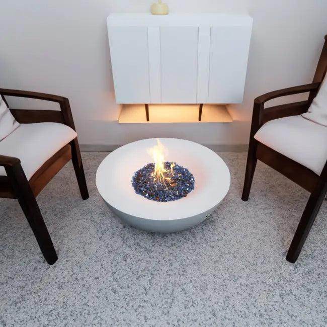 Stylish Gray Concrete Propane Fire Pit with Blue Glass - Estalios