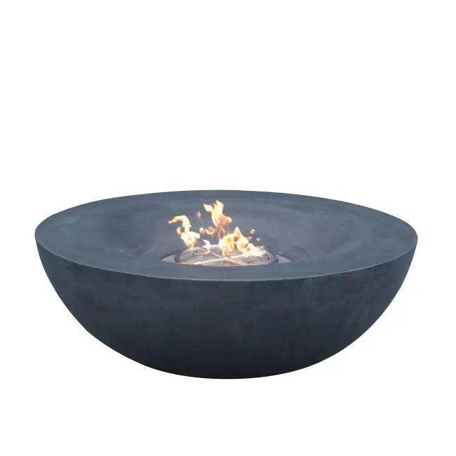 Stylish Gray Concrete Propane Fire Pit with Blue Glass - Estalios