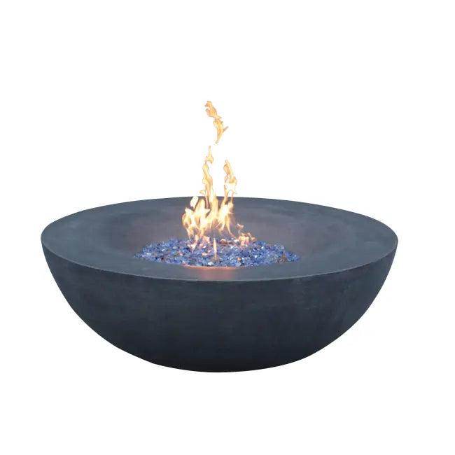 Stylish Gray Concrete Propane Fire Pit with Blue Glass - Estalios