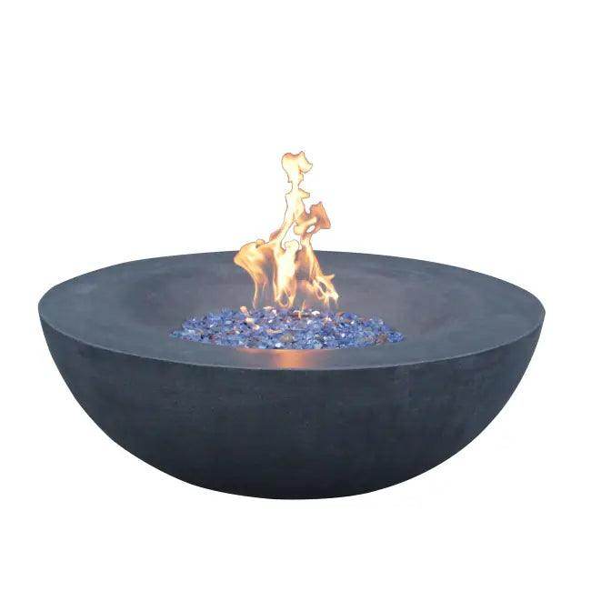 Stylish Gray Concrete Propane Fire Pit with Blue Glass - Estalios