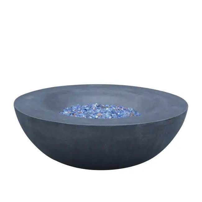Stylish Gray Concrete Propane Fire Pit with Blue Glass - Estalios