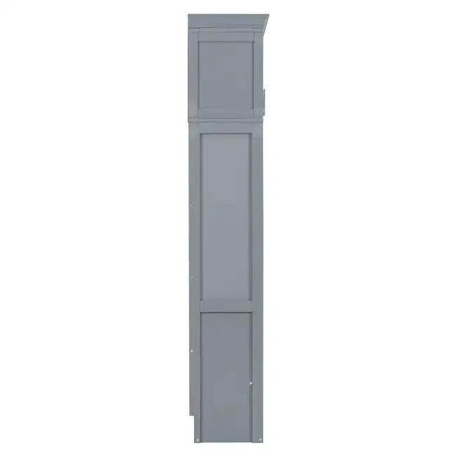 Gray Murphy Bed with Upper Cabinets for Space Saving - Estalios