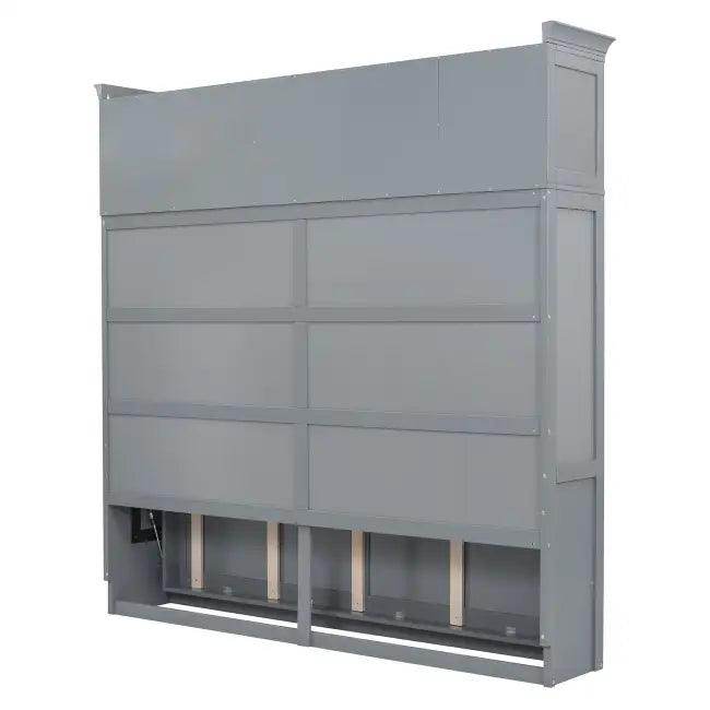 Gray Murphy Bed with Upper Cabinets for Space Saving - Estalios