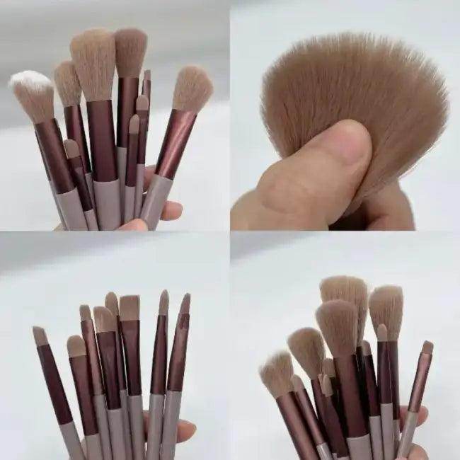 Trendy Makeup Brush Set with Gray Pouch for Flawless Looks - Estalios