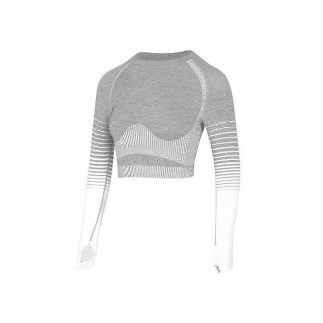 Sporty Chic Gray Pink Crop Set for Active Comfort - Estalios