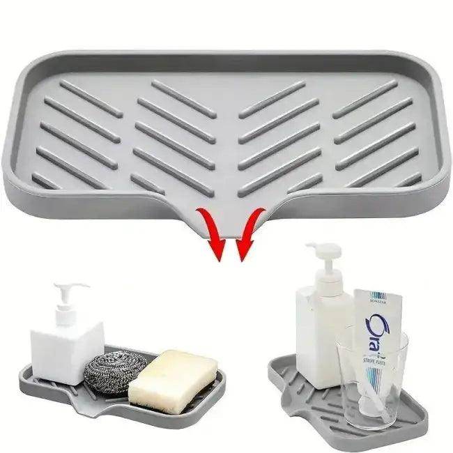 Gray Silicone Kitchen Sink Tray for Clean Dry Surfaces - Estalios