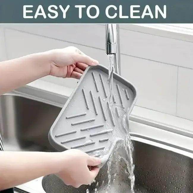 Gray Silicone Kitchen Sink Tray for Clean Dry Surfaces - Estalios