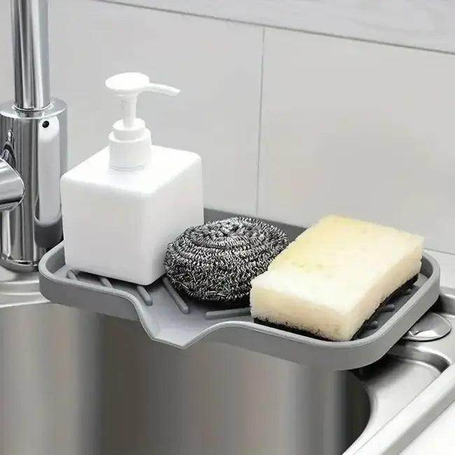 Gray Silicone Kitchen Sink Tray for Clean Dry Surfaces - Estalios