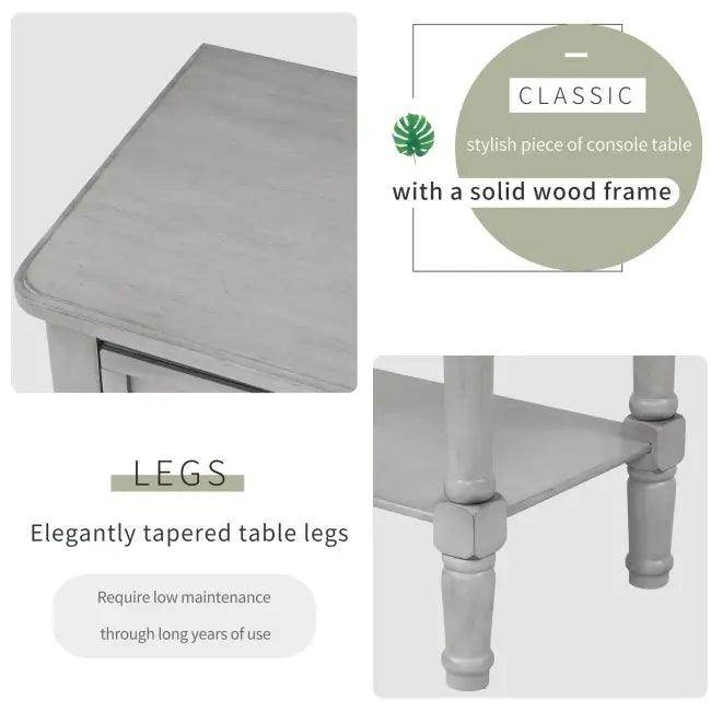 Gray Trexm Narrow Console Table with Stylish Storage Drawers - Estalios