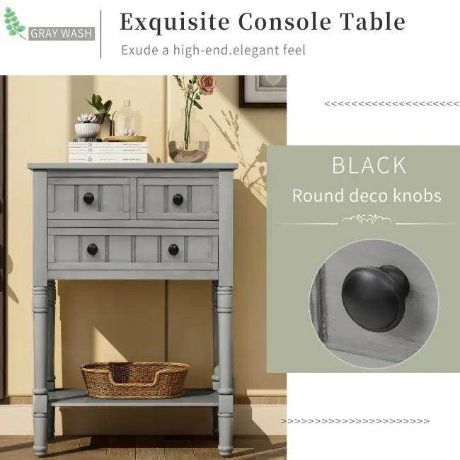 Gray Trexm Narrow Console Table with Stylish Storage Drawers - Estalios