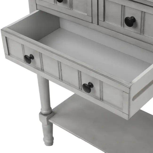 Gray Trexm Narrow Console Table with Stylish Storage Drawers - Estalios