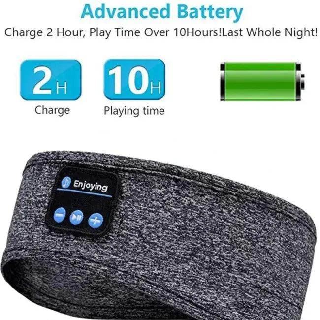 Gray Wireless Bluetooth Headband with Sleeping Eye Mask - Estalios