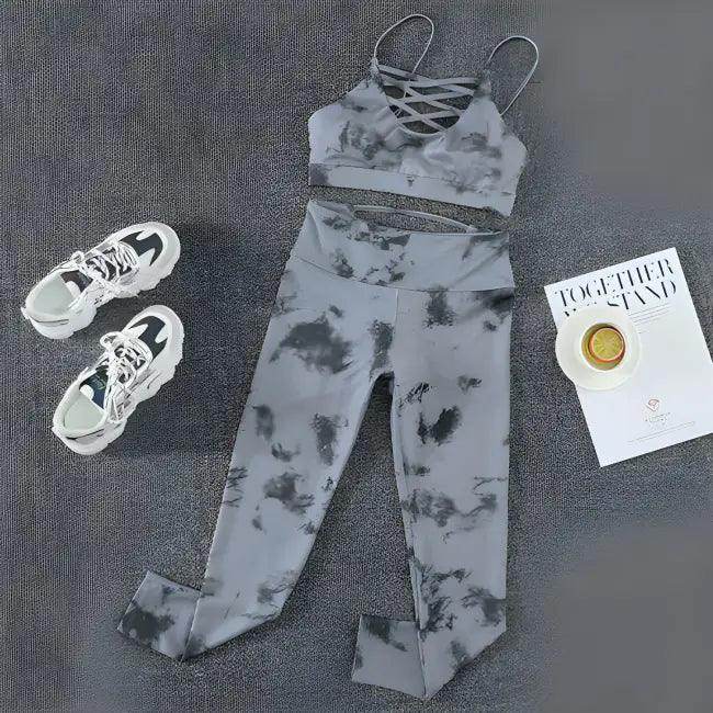 Fire Up Your Workout with Bold Tie Dye Athletic Set - Estalios