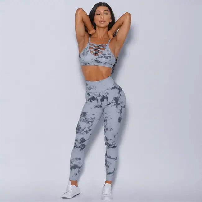Fire Up Your Workout with Bold Tie Dye Athletic Set - Estalios