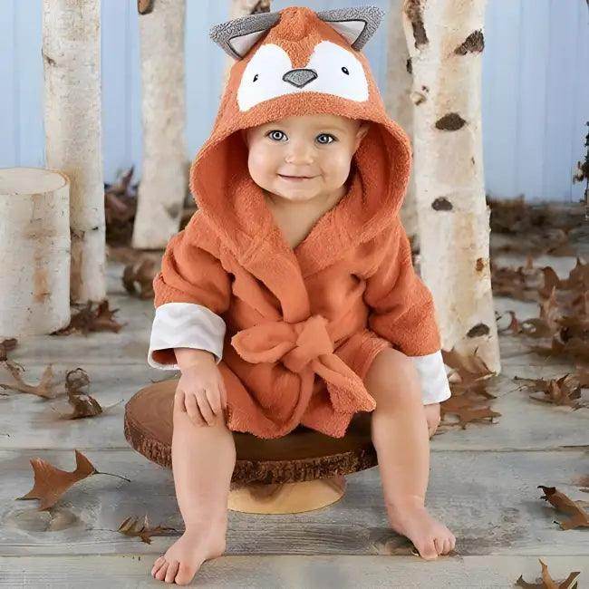 Adorable Orange Fox Baby Hooded Bathrobe for Cozy Comfort - Estalios
