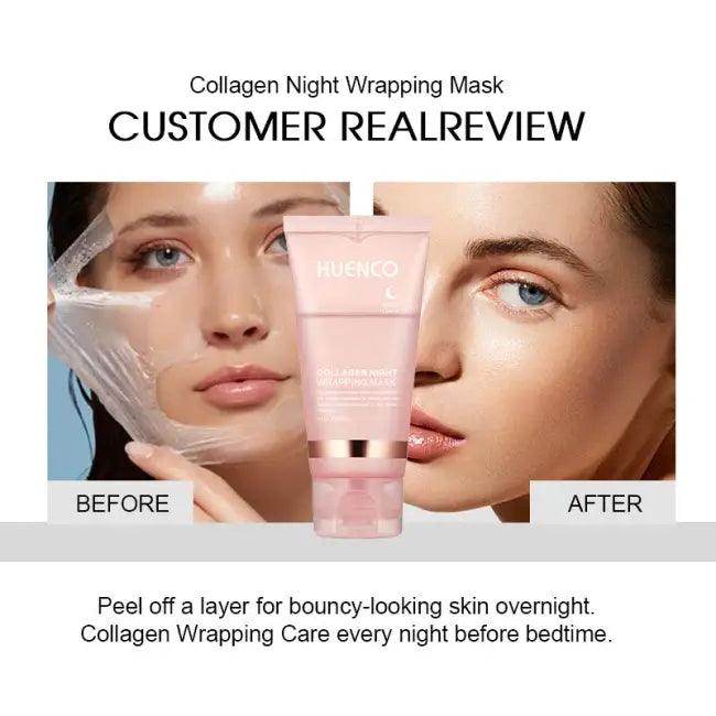 Huenco Pink Collagen Night Mask for Radiant Skin Overnight - Estalios