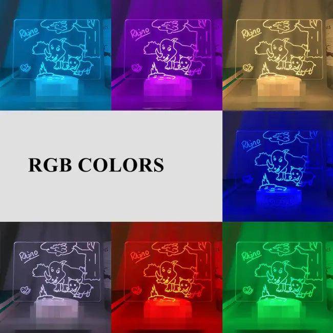 Illuminated Acrylic Message Board with Wooden Base for Fun Decor - Estalios