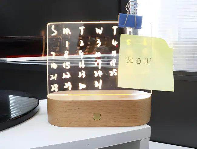 Illuminated Acrylic Message Board with Wooden Base for Fun Decor - Estalios
