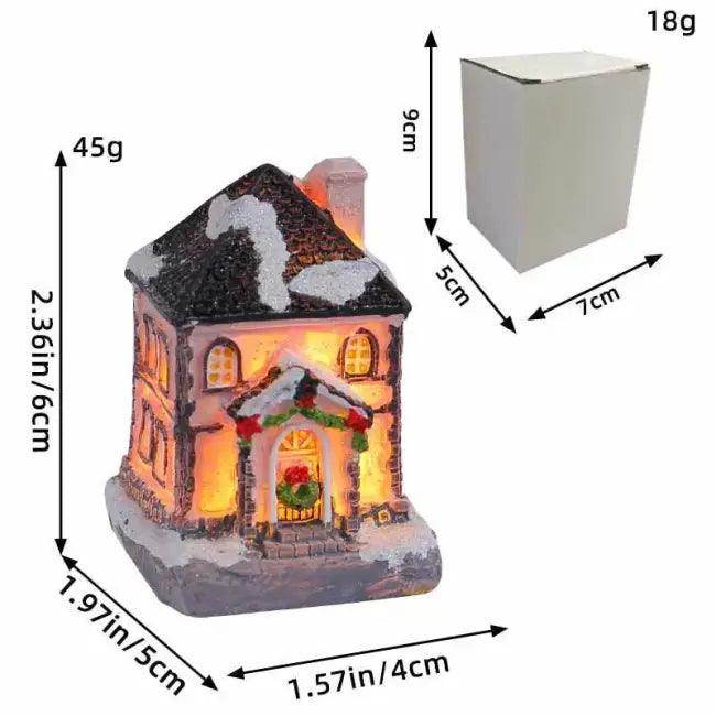 Illuminated Resin Cabins Christmas Figurines for Festive Decor - Estalios